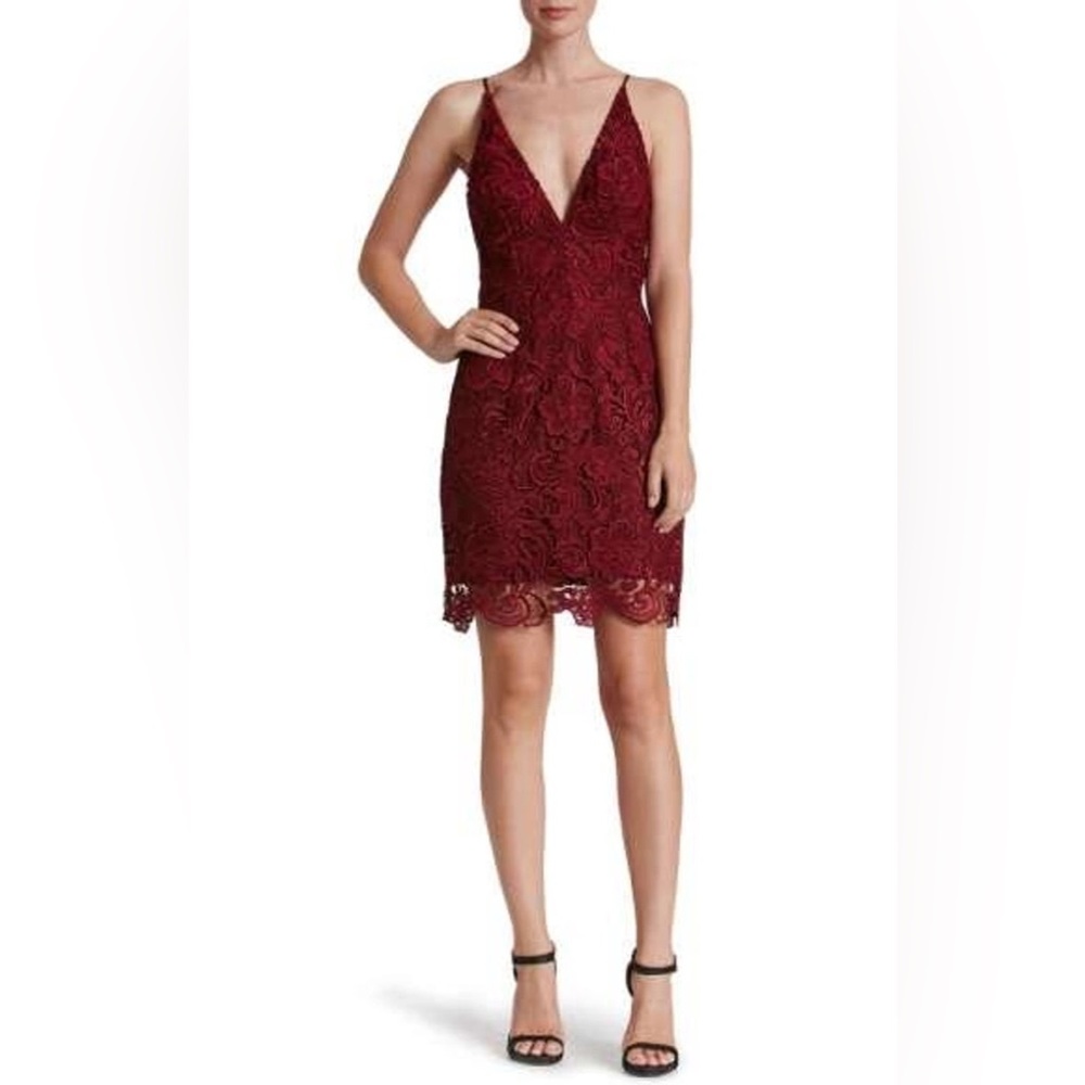 Dress the population wine colored lace dress